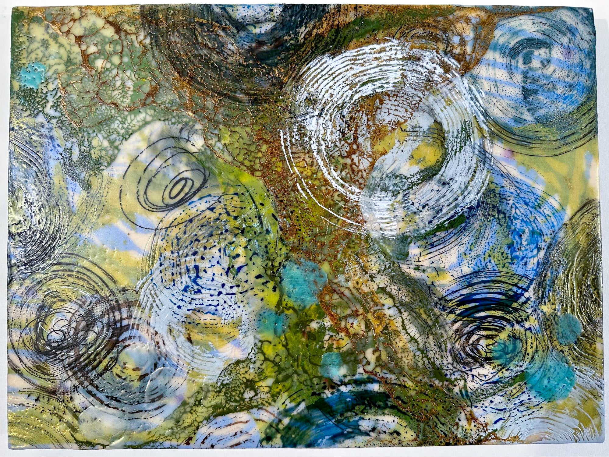 abstract art representing water drop waves and water caustics